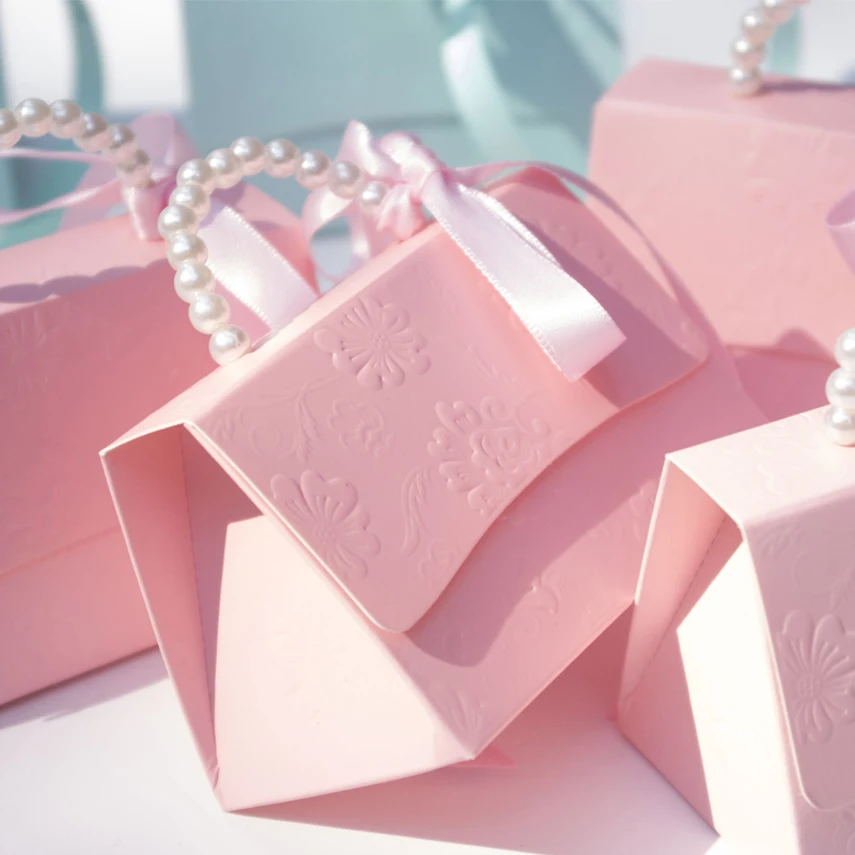 

RMTPT 10pcs/lot Portable Party Wedding Favor Gift Boxes Chocolate Treat Candy Gift Bag Baby Shower Birthday Party Decoration