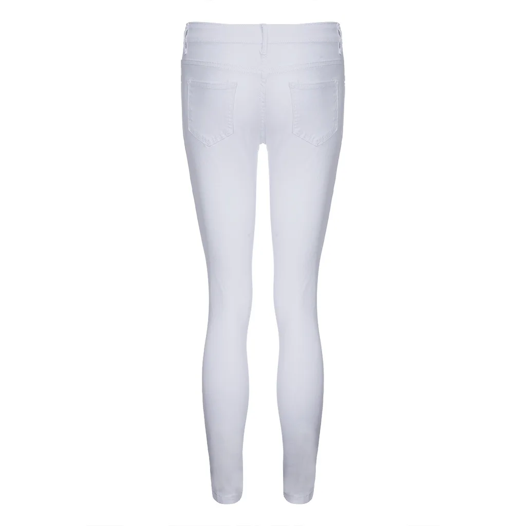 

Women Skinny Ripped Hole Pants High Waist Stretch Slim Pencil Pants New Fashion Trousers Stylish Womens Casual Capris