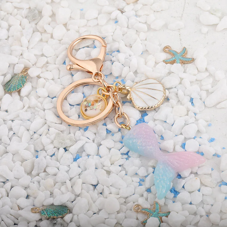 MiFaViPa Мода брелок в виде ракушки для ключей русалка градиент Цвет детские