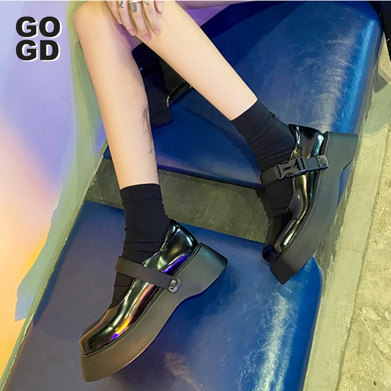 

[GOGD]2021 new small leather shoes women's shoes British hollow female college style Mary Jane shoes Round toe shoes women
