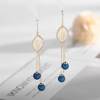 hi man bohemia vintage pendant gold leaf pearl drop earrings woman elegant fashion party jewelry accessories