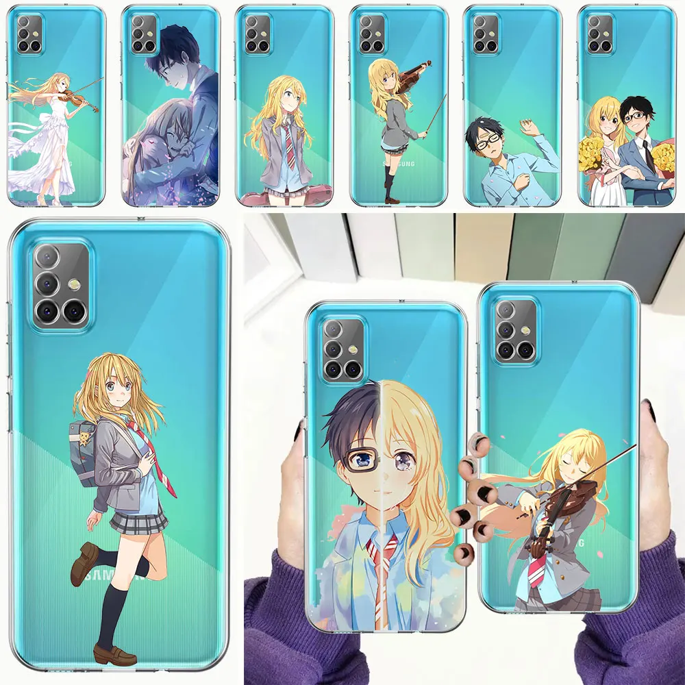 

Your Lie in April Anime Phone Case For Samsung Galaxy A51 A71 A21S A12 A11 A31 A41 A52 A32 5G A72 A01 Clear Soft Silicone Cover