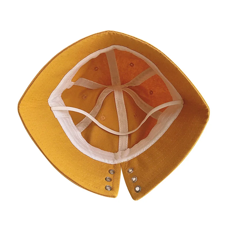 

New Children's Hats 9 Colors Cotton Bucket Hat with Wind Rope Casual Fisherman Cap Outdoor Travel Sun Caps for Girls Boys 1-3Y