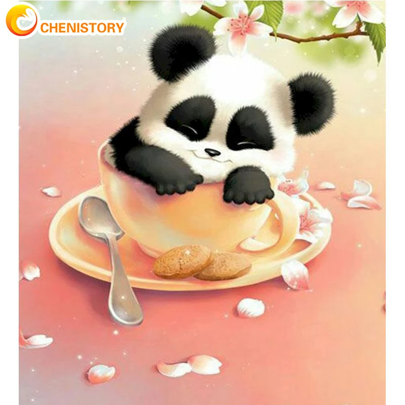 

CHENISTORY Diamond Painting Panda 5D DIY Full Square Round Diamond Embroidery Animal Cross Stitch Landscape Sale Home Decoration