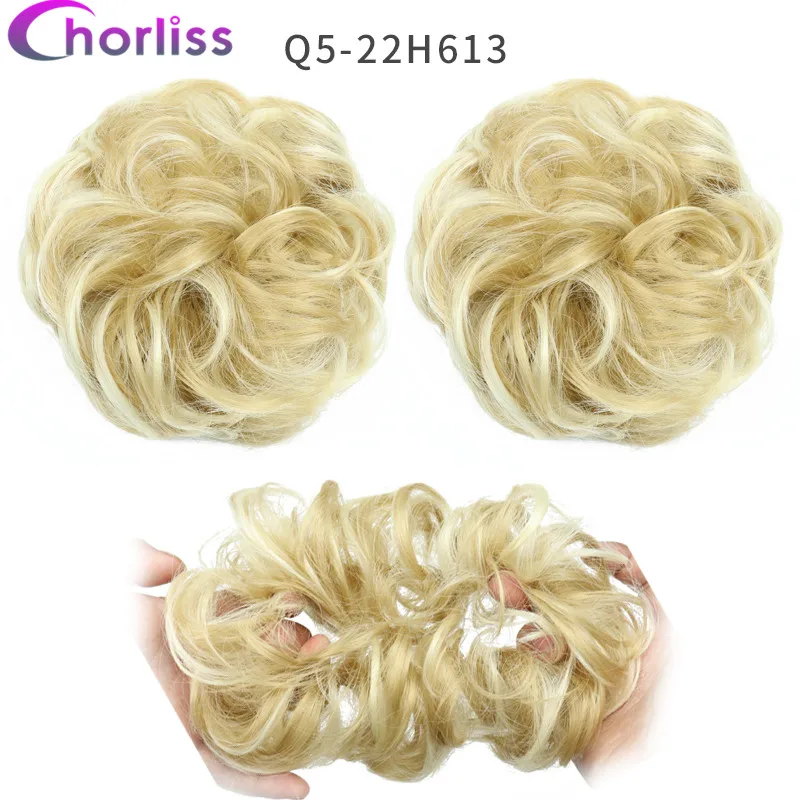 Синтетические кудрявые резинки для волос шиньон для женщин Chorliss Hair wrap Rope головной убор натуральный блонд коричневый поддельные волосы булочки аксессуары - Цвет: 22H613