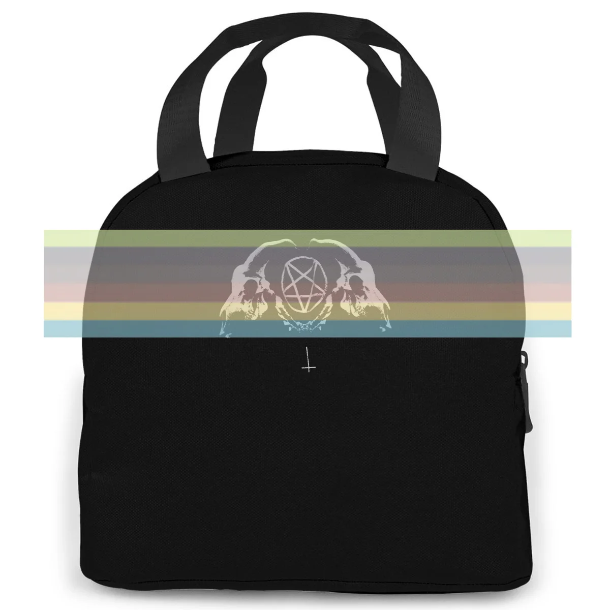 

SATANIC RAM SKULL LEVIATHAN CROSS GOTH PUNK EMO FESTIVAL PASTEL DEAD Loose Print Hipster women men Portable insulated lunch bag