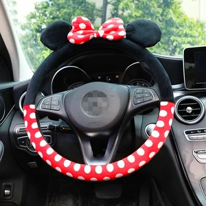Car Steering Cover Universal Cartoon Mouse Warm Winter Steering Summer Lovely Girls Bow Knot Wholesale Car Interior Accessories