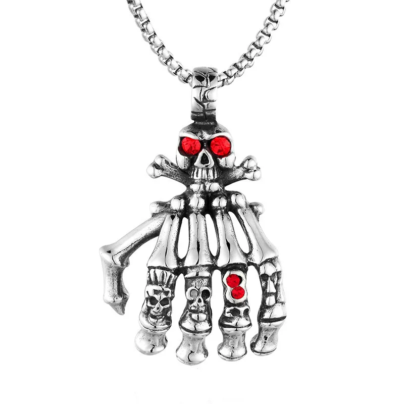 

Titanium Steel Pendant Necklace Cool Ghost Hand Decorative Pendant Halloween Stainless Steel Unisex Metal Hiphop/Rock