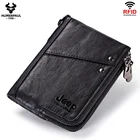 Кошелек мужской короткий из натуральной кожи, винтажный бумажник на молнии, сумочка для денег