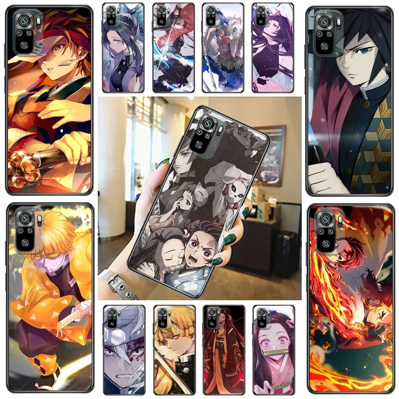 

Demon Slayer Agatsuma Zenitsu Kimetsu No Yaiba Kamado Nezuko Kamado Tanjirou Phone Case For Xiaomi Redmi Note 10 Pro 10T Cases