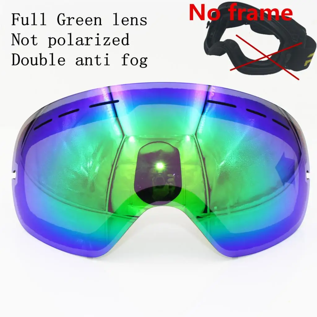 green lens (No frame POC, брендовые лыжные очки, двухслойные, UV400, анти-туман, большая Лыжная маска, очки для катания на лыжах, для мужчин и женщин, для снега, сноуборда, поляризационные линзы - Цвет: green lens (No frame