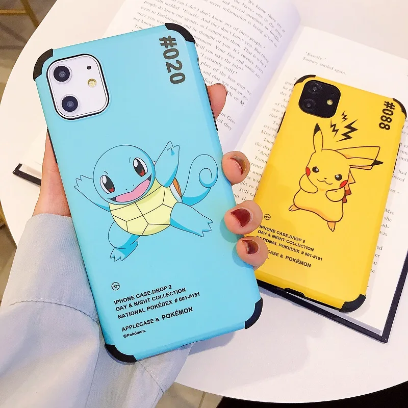 New Pikachu mobile phone case For iPhone 11 6 7 8Plus X XR XS MAX TPU painted four-corner all-inclusive anti-fall cover