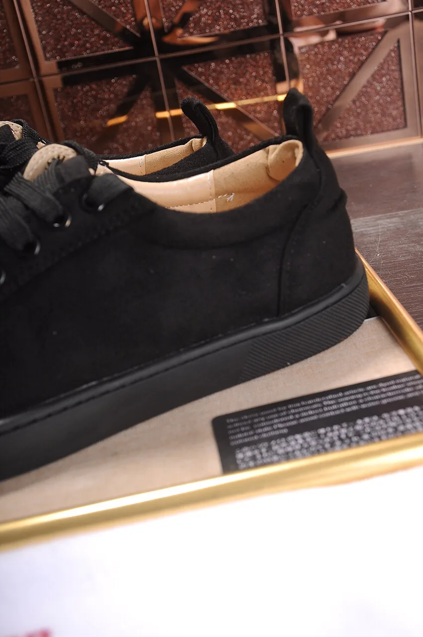 Black Lace up Rivets Top quality Fashion Red bottom Shoes For Women Men Spike Sneakers Real Leather Loafers Footwear 8063220 | Обувь