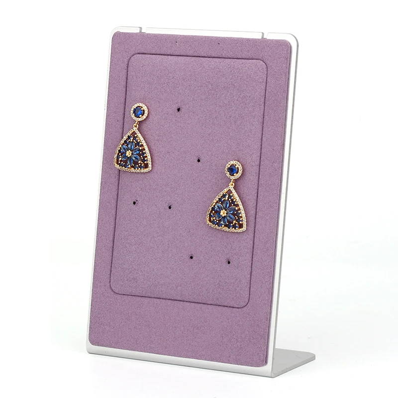 Fashion Customized Taro Purple Metal Microfiber Leather Earring Pendant Necklace Jewelry Display Stand Eight Colors Available