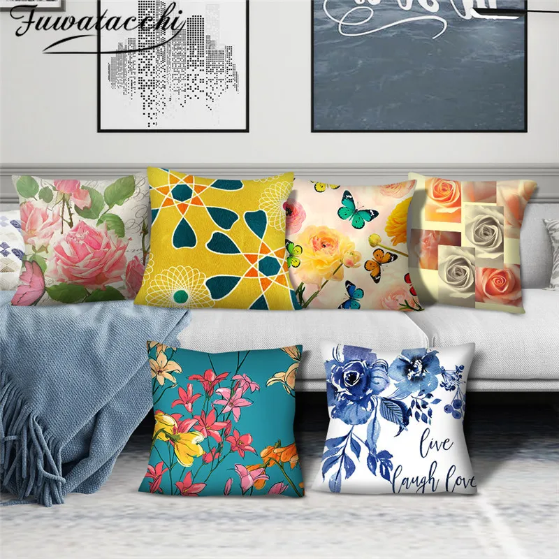 Fuwatacchi красивые цветы наволочка для подушки Бабочка любовь искусственная дивана