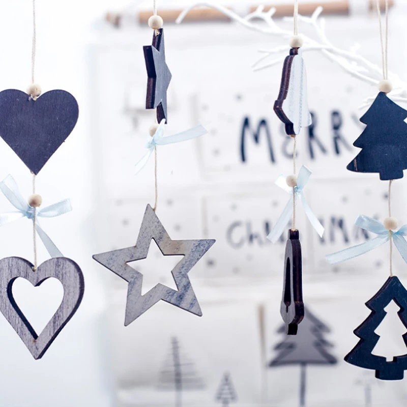 Новые рождественские украшения Дерево Деревянный Декор бусины бант кулон