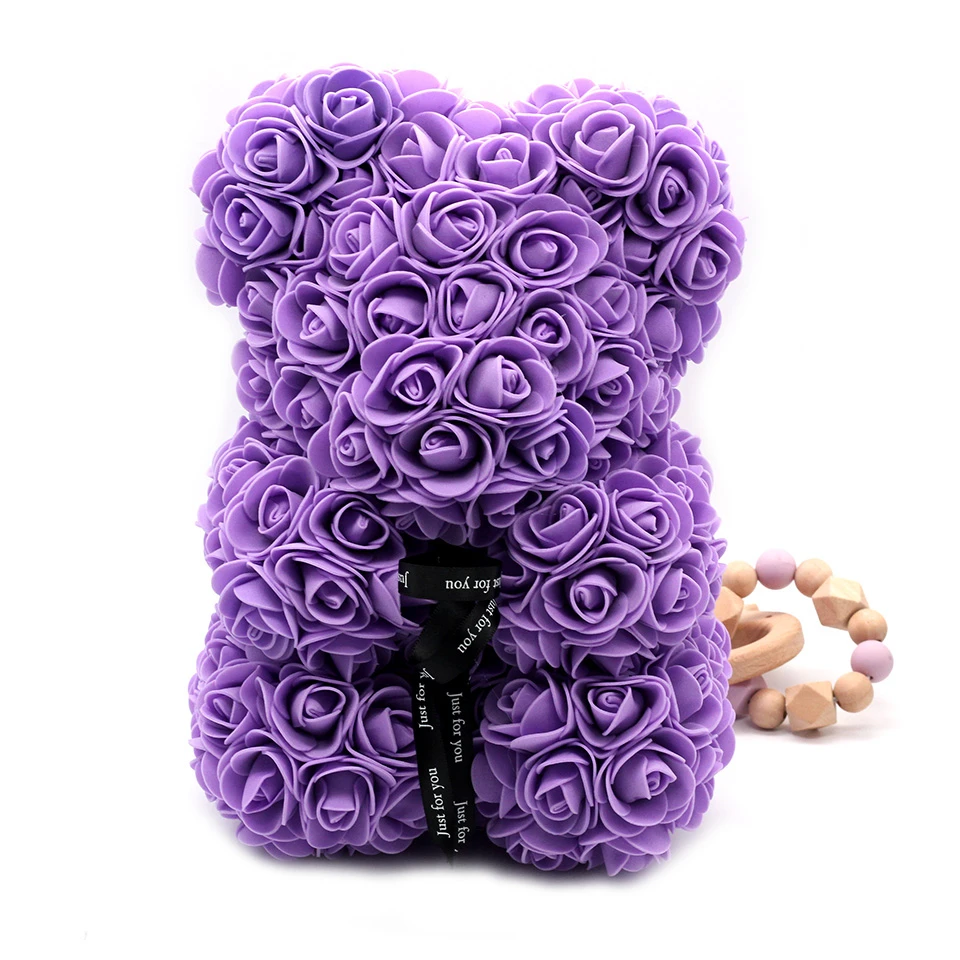 40cm purple Подарок на день Святого Валентина 40 см красная Роза плюшевый мишка цветок розы искусственное украшение Рождественские подарки для женщин подарок на день Святого Валентина - Цвет: 40cm purple