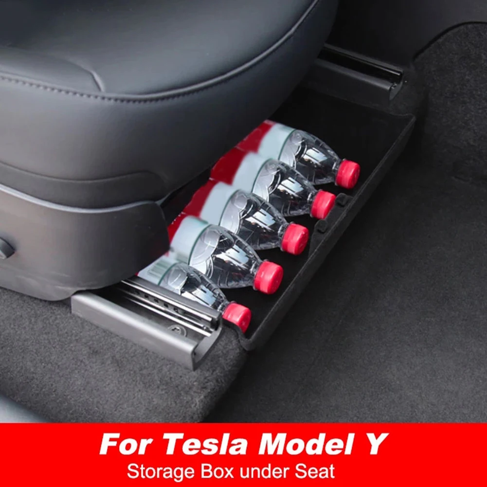 Купить 2 шт. для 2021 Tesla модель Y под сиденьем коробка для хранения большой емкости Органайзер из фетровой ткани аксессуары для автомобиля