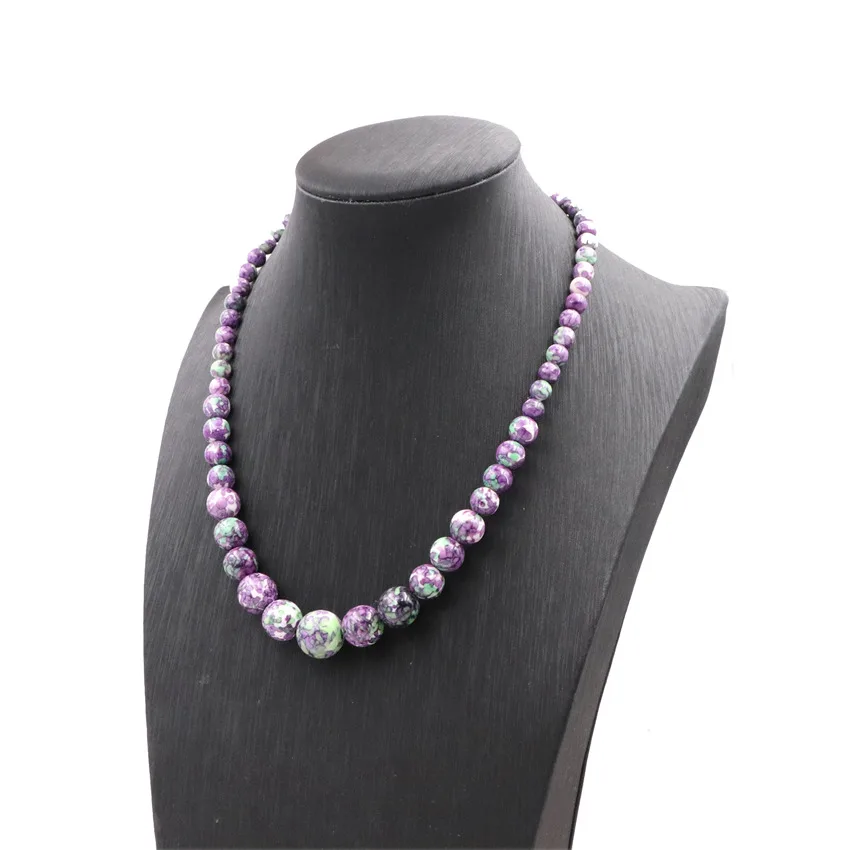 6 14 мм фиолетовое Радужное ожерелье башня короткая цепь полудрагоценные камни