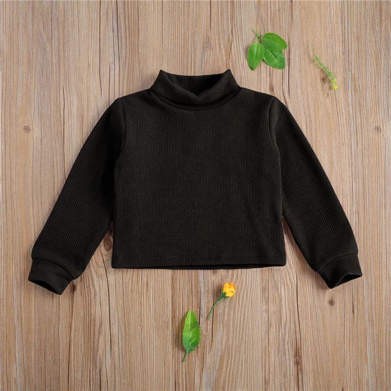 

Kids Baby Long Sleeve Knitted Tops Turtleneck Collar Top Solid Color Top for Children Boys Girls 2-7Y