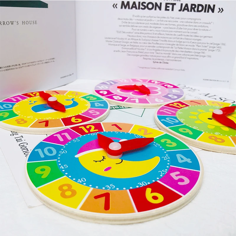 Детские деревянные часы Обучающие и реквизиты обучающая модель познавательного