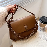 veryme solid color thick chain design pu leather crossbody bag for women 2021new shoulder messenger pack popular ladies handbags