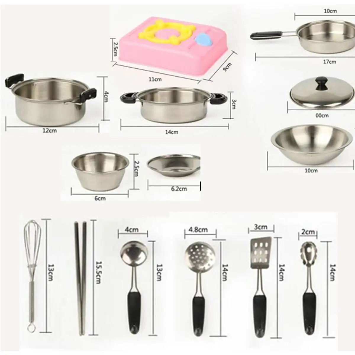

17pcs Children Kids Pretend Play Toy Mini Kitchen Toys Cookware Pot Pan Simulation Kitchen Utensils Cooking Toys For Boys Girls