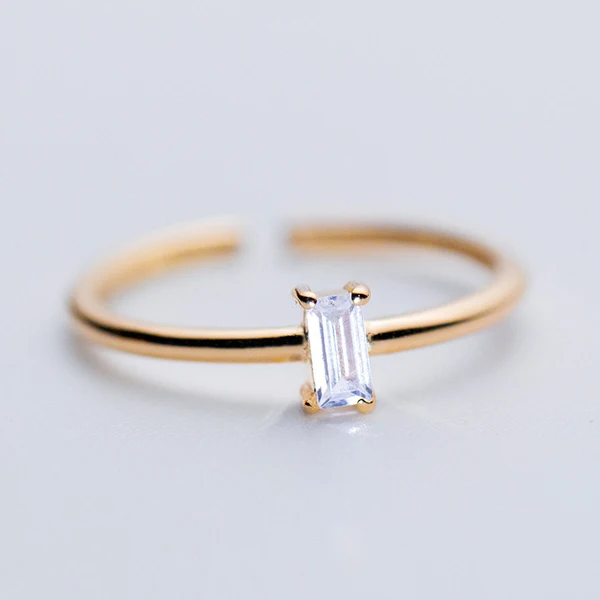 1Pcs Gold A Trusta 925 пробы Серебряное кольцо квадратное CZ обручальные кольца с камнями Размер 5 6 7 Прекрасный подарок для девушек дамские DS1379 - Цвет основного камня: 1Pcs Gold A