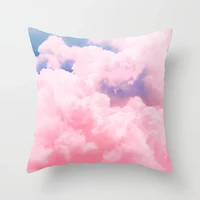pink sky clouds decorative cushion cover polyester pillowcase 4545 planets forest for sofa couch bedroom home ins dreamy decor