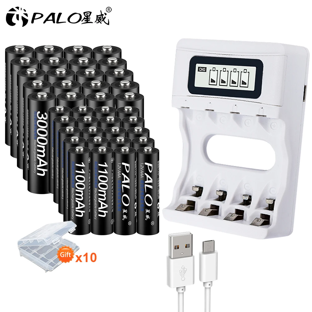 PAlO Trave USB зарядное устройство Smart lcd интеллектуальное перезаряжаемое зарядное устройство для Ni-Cd Ni-MH AA/AAA батареи+ 4 шт. AA+ 4pcsAAA батареи - Цвет: 20-20