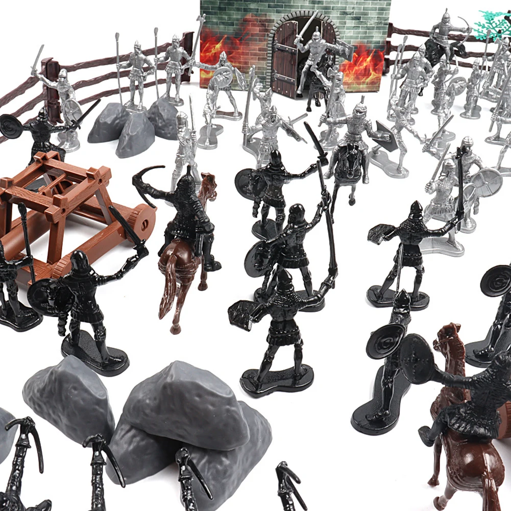 

120pcs Educational Knight Fort Siege Simulated Gifts Medieval Soldiers Miniature DIY Building Castle Model Set Figures