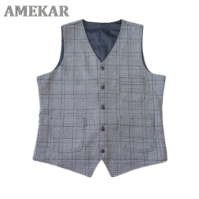 

mens suit vests men brown black waistcoat vest man plaid steampunk jacket striped tweed v-neck slim fit gilet wedding clothing