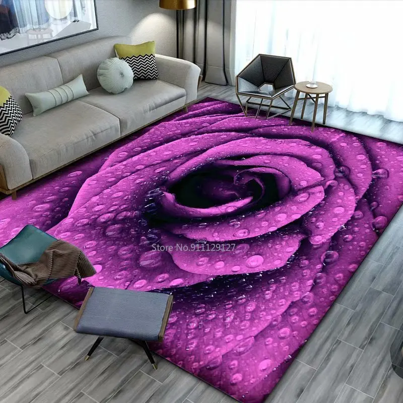 

3D Multicolor Pink Red Rose Flower Carpets for Living Room Bedroom Big Rug Home Wedding Decor Area Rugs Anti-Slip Girls Room Mat