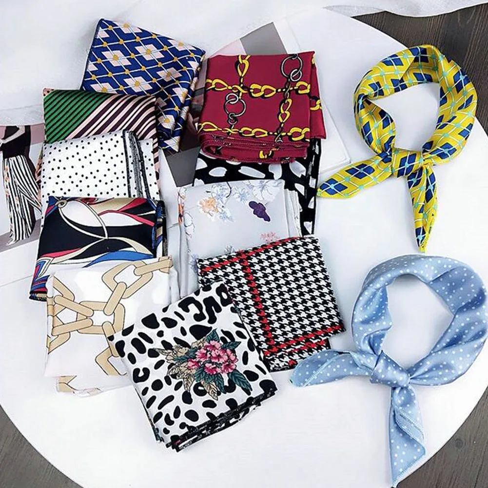 

Satin DIY Print Small Scarf Women Riband Handle Bags Scarf Narrow Long Wrist Small Ribbon Fashion Hair Band Scarves & Wraps