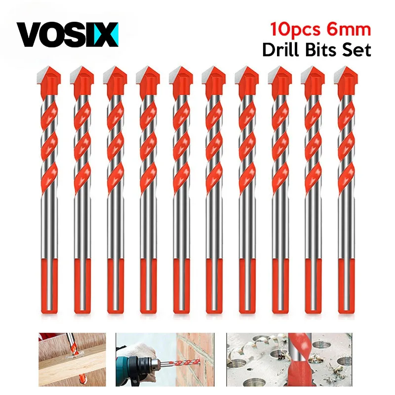 

10pcs 6mm Multifunction Drill Bits Set Ceramic Wall Tile Marble Glass Punching Hole Saw Drilling Bits Working For Power Tools