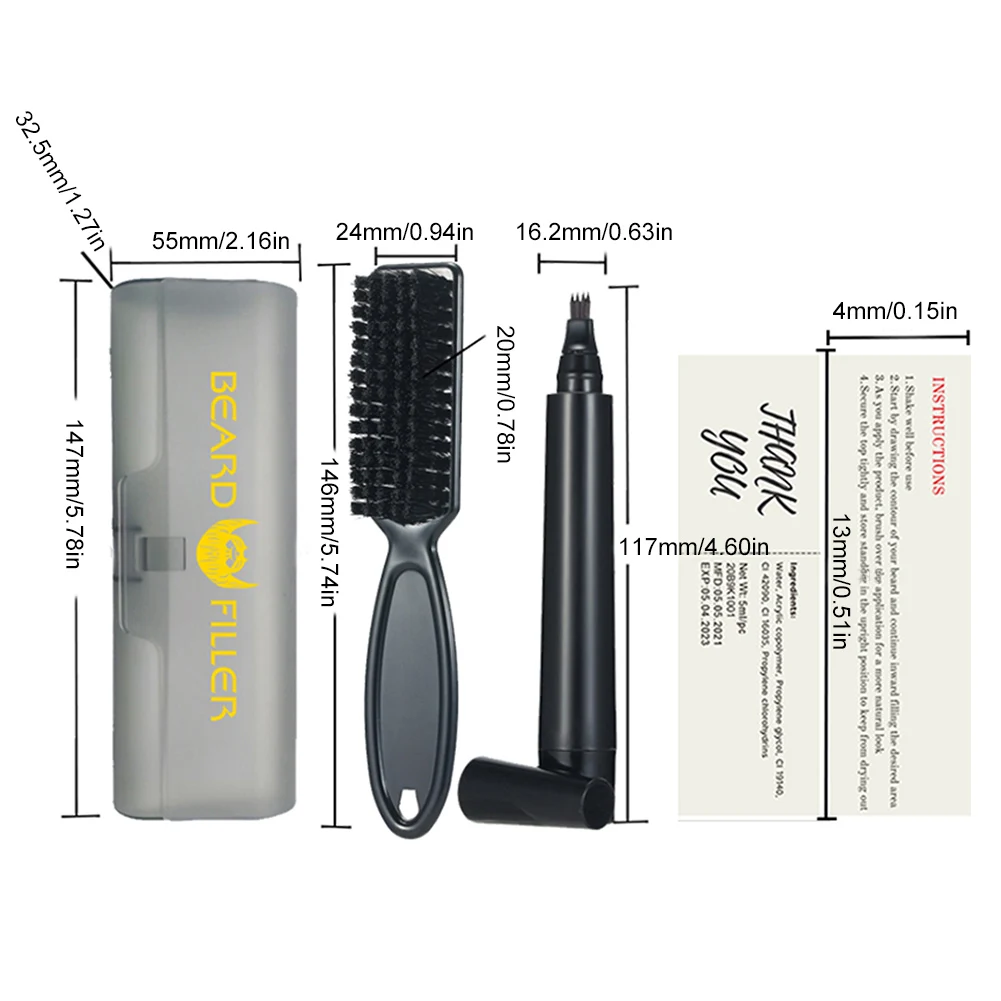 

2021 New Hot Sale Beard Enhancer Waterproof Beard Pen Beard Filler Pencil Brush Moustache Coloring Shaping Hair Pencil Tools
