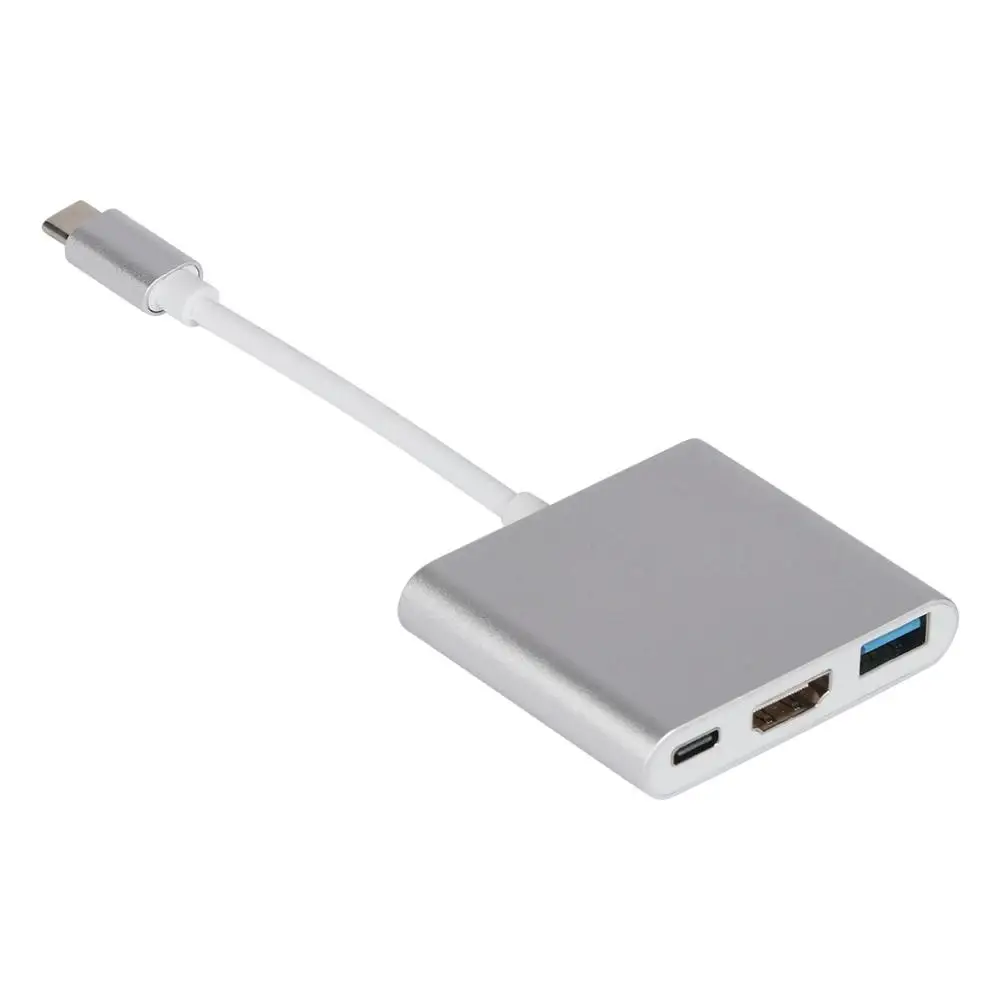 Новинка адаптер USB 3.0 Type C для телефона 4K HDMI USB3.0 3 в 1 хаб Apple Macbook серебряные и