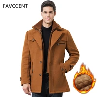 winter mens casual wool trench coat fashion business medium solid thicken slim windbreaker overcoat jacket male plus size 5xl