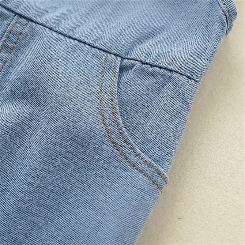 

0-18M Summer Newborn Infant Baby Boy Girl Denim Rompers Jumpsuit Sleeveless Solid Overalls