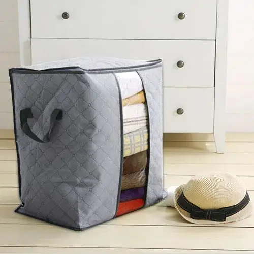 

Portable Non-woven Clothing Quilt Storage Bag Clothes Quilt Finishing Dust Bag Washable Quilts Bags Closet Wardrobe Organizer