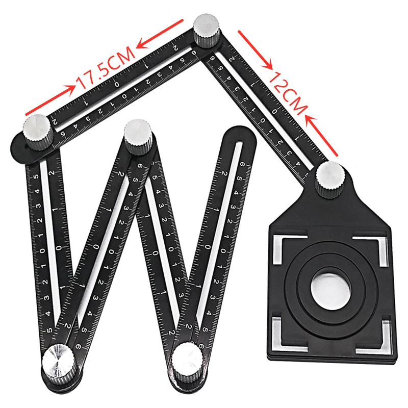 Protractor Locator Tile Opening Positioning Template Multi-function Adjustable Tool Masonry Glass Fixed Punch Angle Measuring Ru |