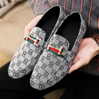 loafers man casual shoes slip on flat shoes leather moccasin shoes fashionable trendy soft footwear breathable printing sneakers