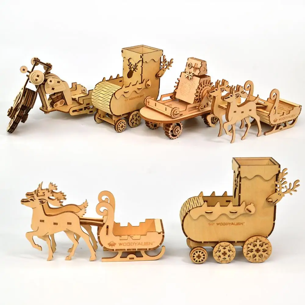 Лазерная резка 3D Деревянный пазл бисамолет Автомобиль Мотоцикл игрушки в сборе