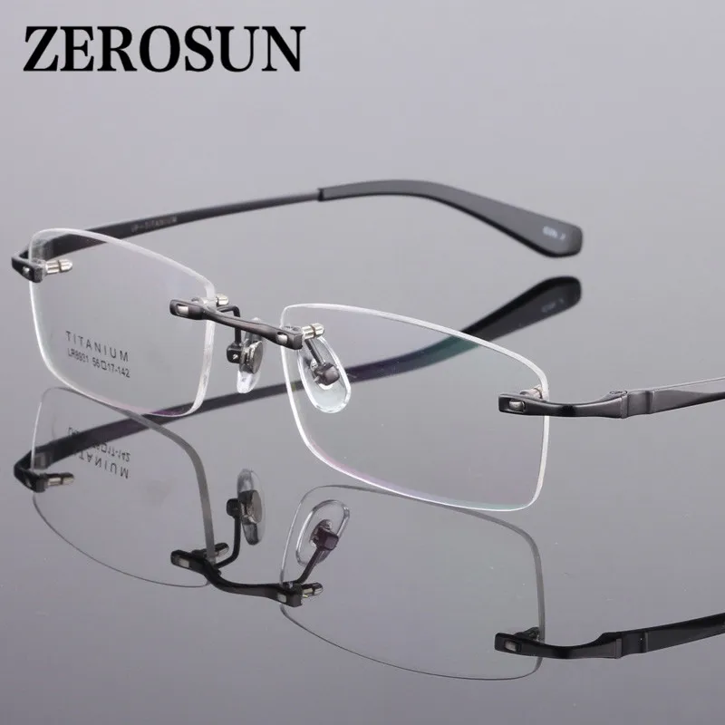 Zerosun титановые очки мужские без оправы оправа для мужчин Золотые рецепта