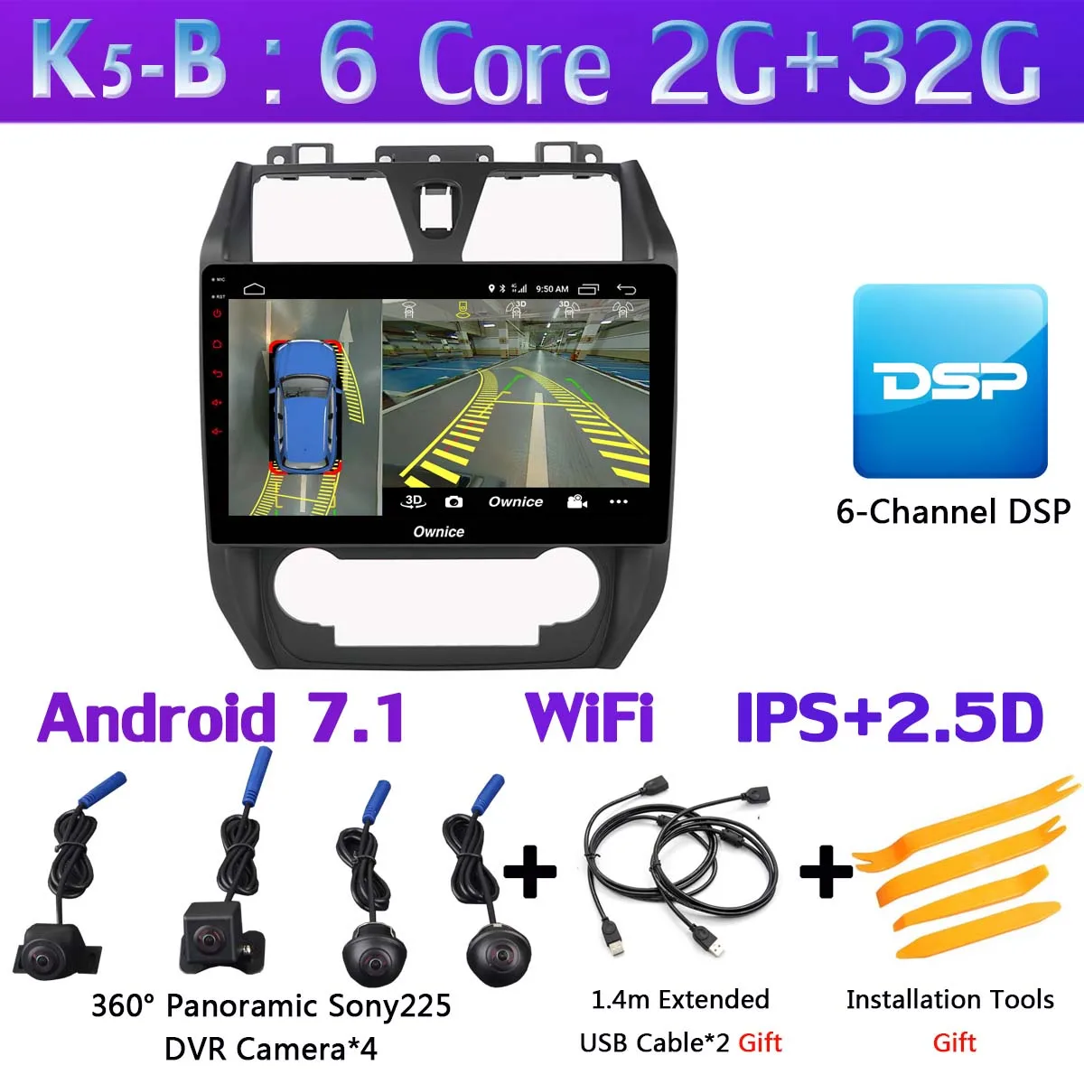 K5-B Ownice 10," K1 K3 K5 K6 автомобильный dvd-плеер для Geely Emgrand EC7 EC715 EC7-RV EC718 2012- радио gps CarPlay DSP 360 ° панорамный - Цвет: K5-B