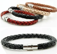 womens and mens womens braided leather steel magnetic buckle bracelet anti fatigue and decompression effect bracelet