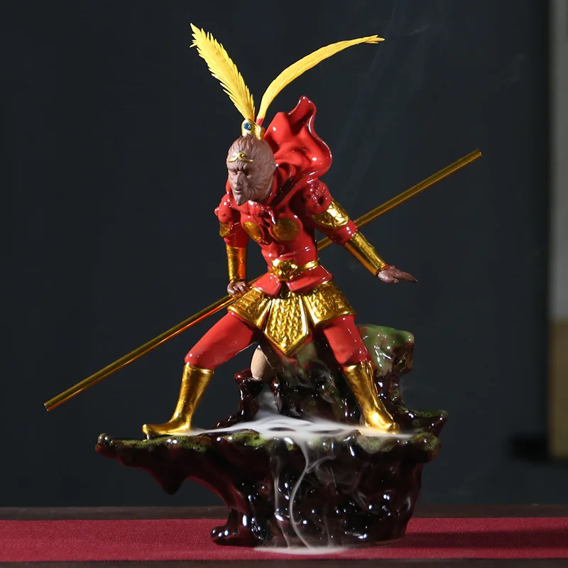 Креативный керамический обратный поток благовония горелка Qitian Dasheng обезьяна