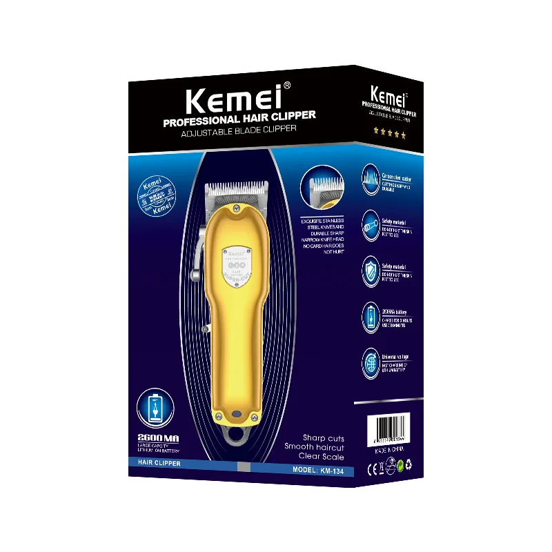 

Kemei Barber Shop Shaver Rechargeable Cuter Hair Trimmer Cliper Man Adjustable Blade Razor Haircut Machine Clipper KM-134 Trimer