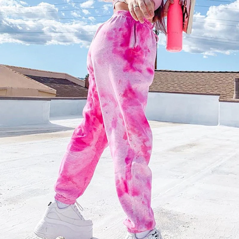 Брюки женские спортивные с завышенной талией мешковатые эластичные штаны в