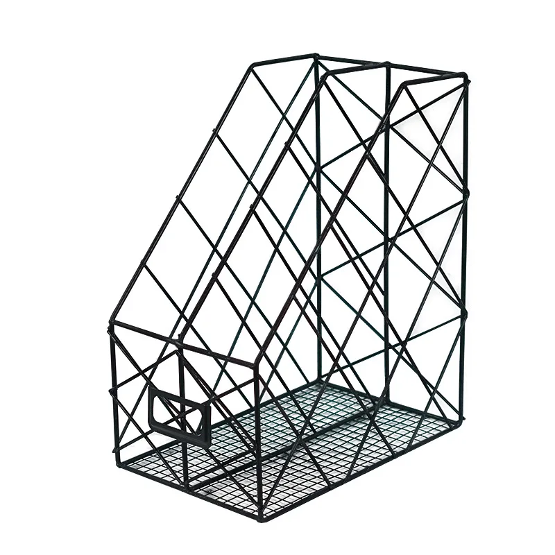 

Nordic Iron Desk Storage Rack Cosmetic Makeup Basket Metal Shelf Desktop Hollow Office Organizer Box Folder